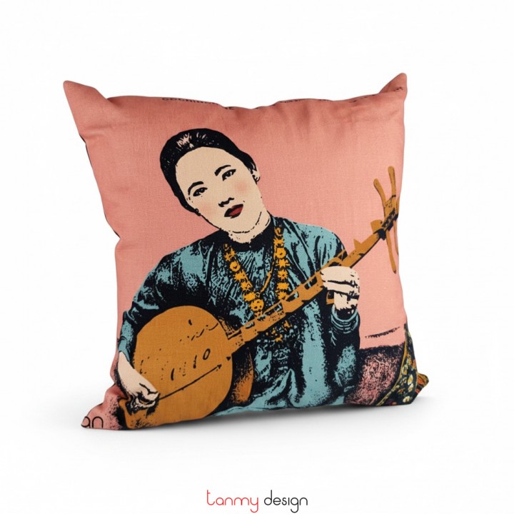 Vỏ tựa lưng phụ nữ Việt nam hồng nhạt-Miss Chau